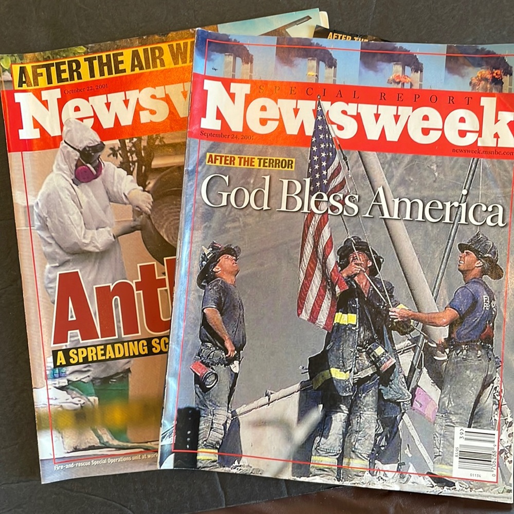 Bundle of 2 Newsweek magazines from September and October 2001 9/11 editions